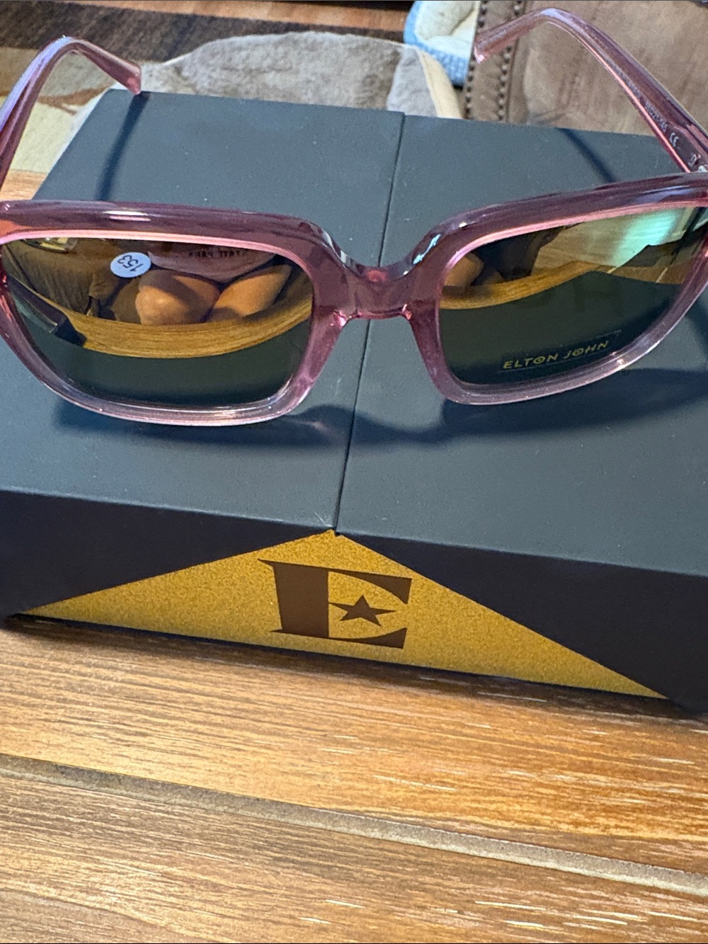 Elton John Women's Rose-Tinted Frame Sunglasses